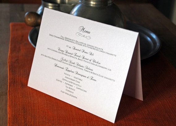Diy Menu Flourish Design Tented Dinner Menus Wedding Etsy