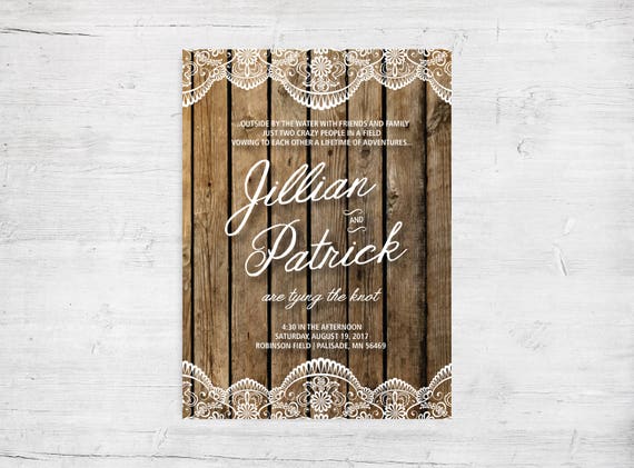 Awesome Lace Rustic Wedding Invitations