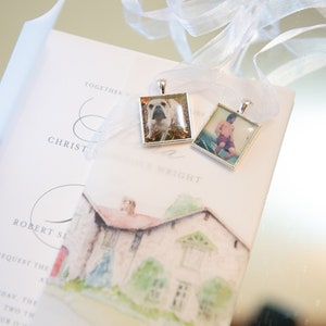 Vellum Wrap for Invitations, with Watercolor Venue Portrait Wedding Suite, Custom Illustration image 4