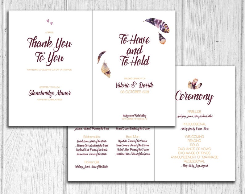 Boho Wedding Program Bohemian Wedding Native American Etsy