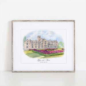 The Hempstead House, Watercolor Art Print, 8x10&quot;Sands Point, New York, Print of a hand-painted original watercolor by Ivory Isle Designs.