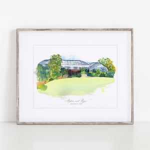 Garfield Conservatory Watercolor Art Print, 8x10&quot; or 11x14&quot; Wedding gift Chicago, Illinois Print of a hand-painted original art personalized