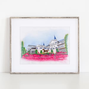 Churchill Downs #1 Watercolor Art Print, 8x10", Louisville, Kentucky, print of a hand-painted original watercolor by Ivory Isle Designs