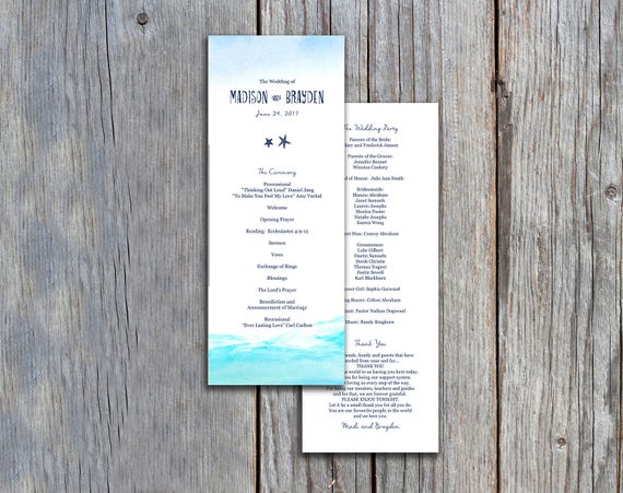Nautical Theme Wedding Programs Nautical Wedding Program Etsy