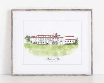 Lafayette Club Watercolor Art Print, 8x10" 11x14" Lake Minnetonka Minnesota Print of a hand-painted original watercolor Wedding Gift Travel