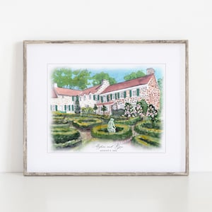 Appleford Estate Watercolor Art Print, 8x10" or 11x14" Villanova, Pennsylvania Print of a hand-painted original art by Ivory Isle Designs