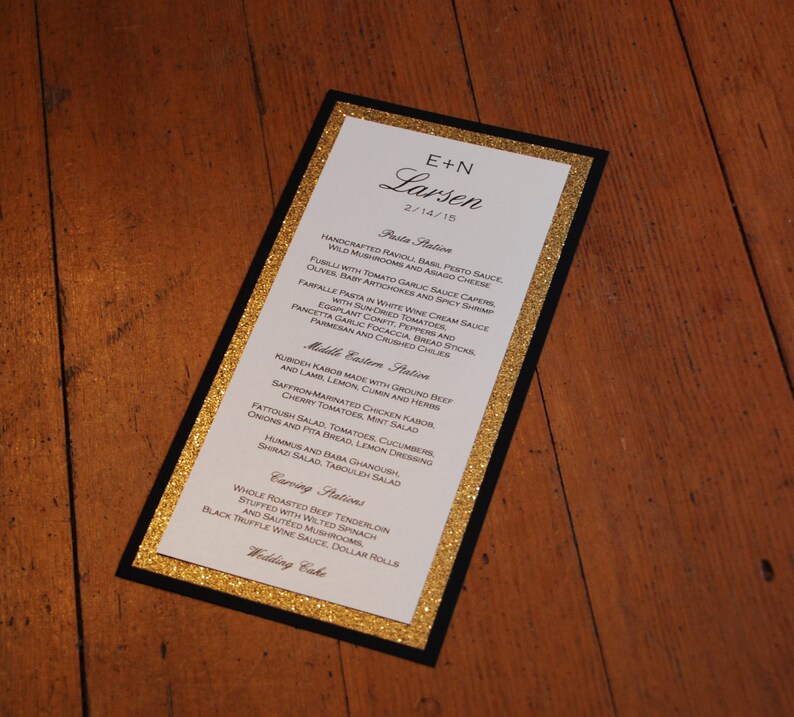 Gold Glitter Menu Silver Glitter Menu Wedding Reception Etsy