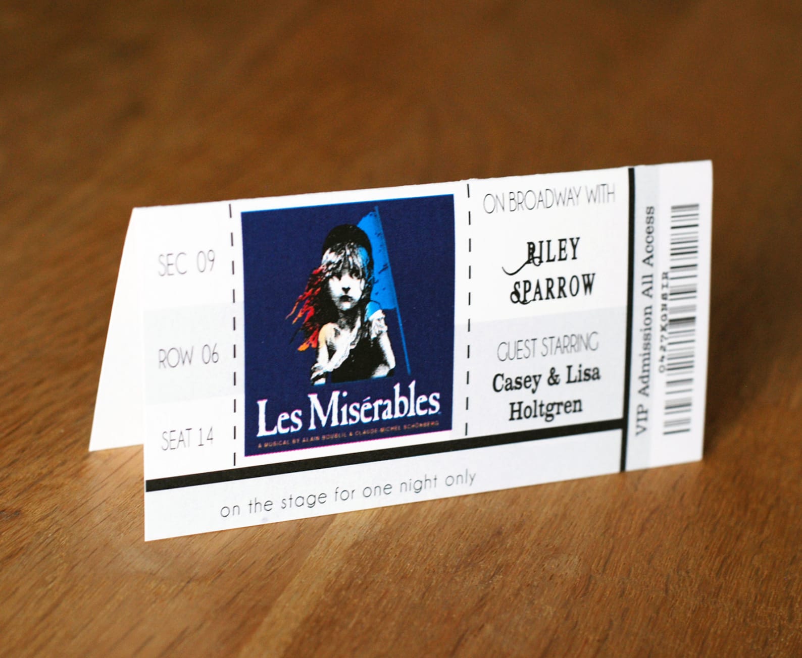 On Broadway Theater Place Cards Ticket Stub Personalized Etsy