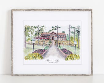 Grand View Lodge Watercolor Art Print, 8x10" 11x14" Nisswa, Minnesota, Resort Print of a hand-painted art, wedding Gull Lake Grandview
