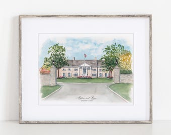 The Country Club at Pepper Pike Watercolor Art Print, 8x10" 11x14" Ohio Print of a hand-painted art, Travel Wedding Gift Anniversary