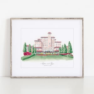 The Broadmoor Hotel Watercolor Art Print, 8x10" or 11x14" Wedding gift Colorado Print of a hand-painted original art Ivory Isle Designs