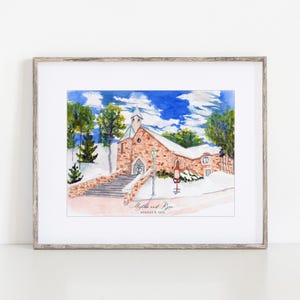 The Chapel at Beaver Creek Winter Watercolor Art Print, 8x10" or 11x14" Eagle, Colorado Print of a hand-painted original art by Ivory Isle