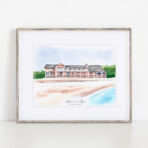 The Creek Club Watercolor Art Print, 8x10&quot; or 11x14&quot; Wedding gift Locust Valley, NY Print of a hand-painted original art Ivory Isle Designs