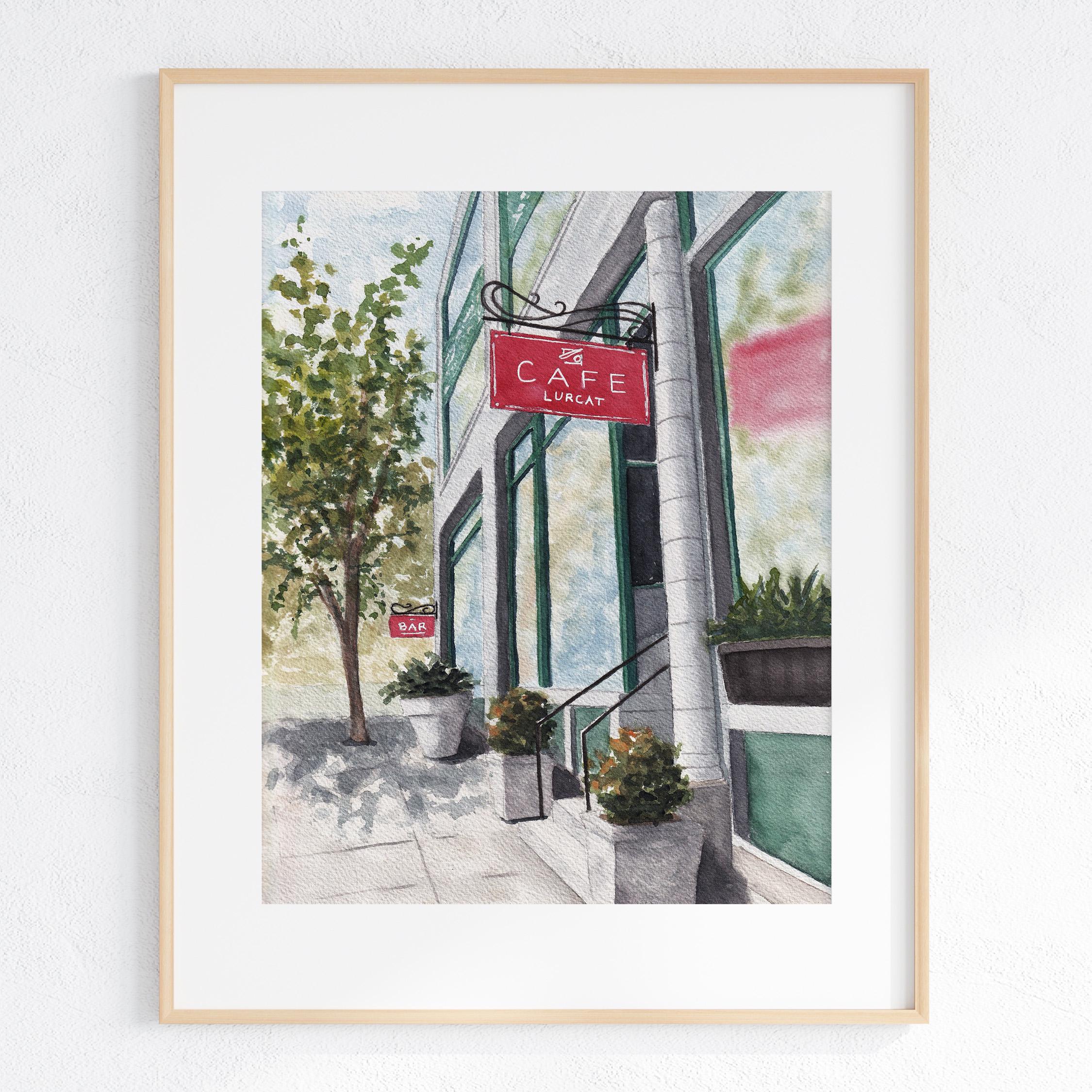Cafe Lurcat Minneapolis Watercolor Art Print, 8x10" 11x14" Bar Lurcat Loring Park Minnesota Print of a hand-painted original art