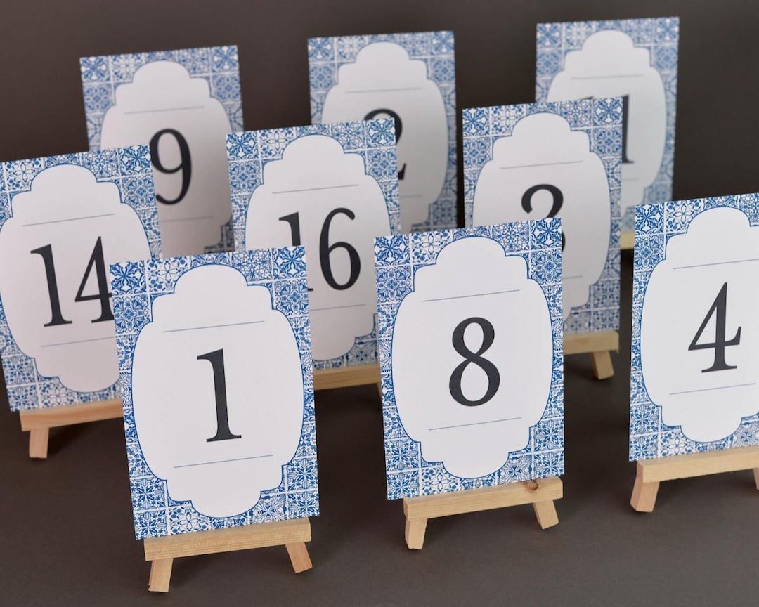 Blue Tile Table Numbers - Greek Greece Portugal Italy Italian ...