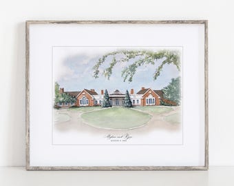 Fox Chapel Golf Course Watercolor Art Print, 8x10" 11x14" Pittsburgh, Pennsylvania Print of a hand-painted art, wedding anniversary newlywed