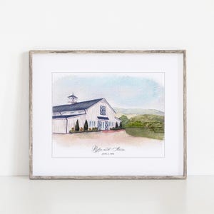 King Family Vineyards, Watercolor Art Print, 8x10"Crozet, VA, Print of a hand-painted original watercolor by Ivory Isle Designs.