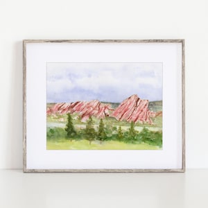 Arrowhead Mountain, Colorado, Watercolor Art Print, 8x10", Print of a hand-painted original watercolor by Ivory Isle Designs.