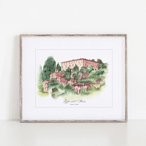 Castello Di Bibbione, Watercolor Art Print, 8x10" Florence, Italy, print of hand-painted original watercolor by Ivory Isle Designs.