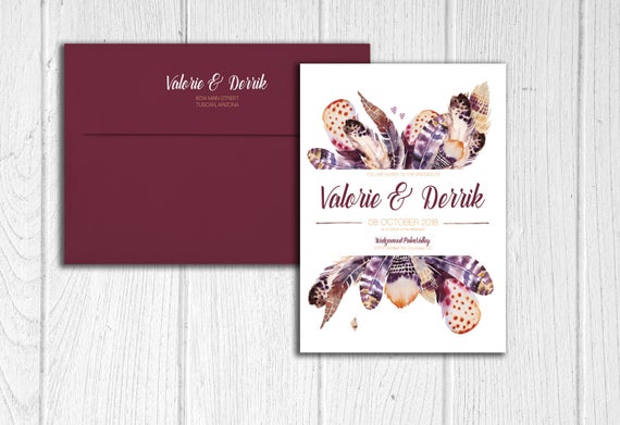 Diy Wedding Invitations Set Bohemian Wedding Native Etsy