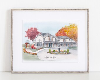 Bavaria Downs Edward Anne Estate Watercolor Art Print, 8x10" 11x14" Chaska, Minnesota, Print of a hand-painted art, Wedding Gift Anniversary