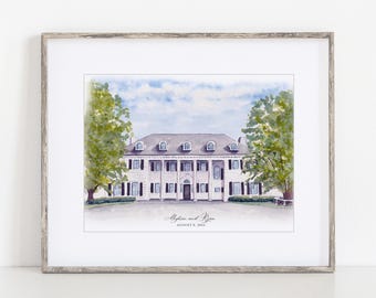 Floriana Watercolor Art Print, 8x10" 11x14" Print of a hand-painted original the Hellenic Center Ipswich, Massachusetts Wedding Gift