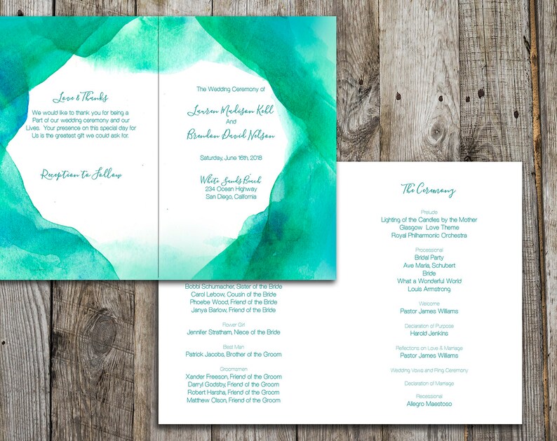 Tropical Themed Wedding Program Beach Themed Wedding Program Etsy