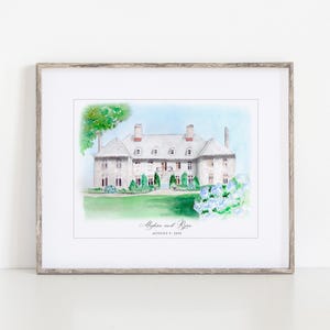 The Wainwright House Watercolor Art Print, 8x10&quot; or 11x14&quot; Rye, New York Print of a hand-painted original watercolor by Ivory Isle Designs