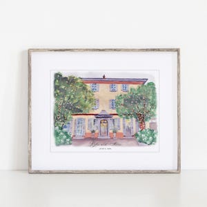 Villa Regina Teodolinda Watercolor Art Print, 8x10&quot; Laglio Lake Como Print of a hand-painted original watercolor by Ivory Isle Designs Italy