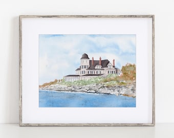 Castle Hill Inn Watercolor Art Print, 8x10" or 11x14" Newport, Rhode Island print of hand-painted original painting Wedding Gift Anniversary