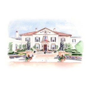 Watercolor Painting of Your Wedding Venue, Custom Illustration, Portrait, Painted, Favorite  Art Artwork Invite Save the Date