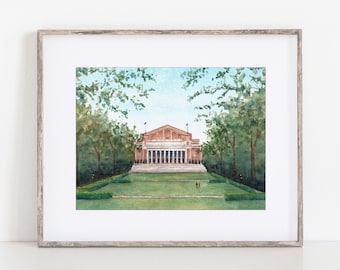 Northrup Mall, University of Minnesota, Watercolor Art Print, Print of hand-painted original watercolor. Minneapolis Graduation Gift College