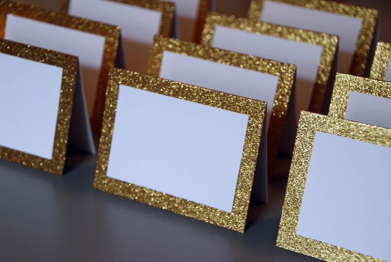 Placeholder Place Cards Gold Border Gold Glitter Etsy