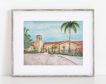 Talega Golf Club Watercolor Art Print, 8x10" 11x14" San Clemente, California Print of a hand-painted art, Travel Wedding Gift Anniversary