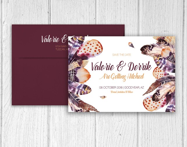 Save The Date Bohemian Feathers Bohemian Theme Native American