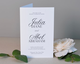 Wedding Program - Jewish Marriage Ceremony - Catholic Mass - Order of Service Bulletin - Bulletin - Program - Script Calligraphy Program