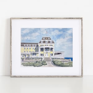 The Ocean House Watercolor Art Print, 8x10&quot; Newport Rhode Island Print of a hand-painted original watercolor by Ivory Isle Designs