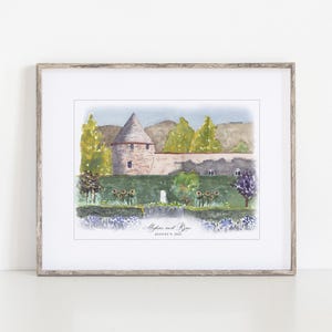 Kestrel Park Watercolor Art Print, 8x10" or 11x14" Wedding gift Santa Ynez California Print of a hand-painted original art personalized