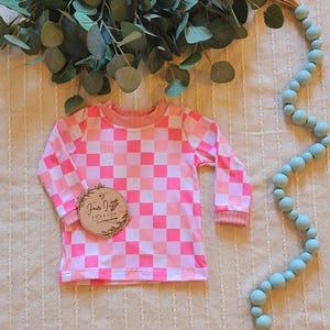 Pink Checks Iahn Basic Tee, Checkered Shirt, Toddler Shirt, Child Shirt, Valentines Shirt