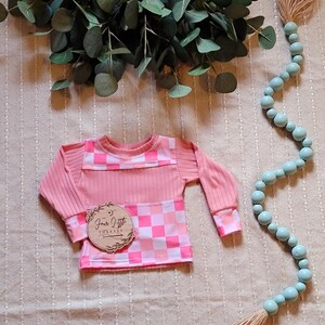Pink Checks Judd Tee, checkered shirt, toddler shirt, child shirt, valentines shirt
