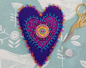 Embroidered Purple Heart Brooch