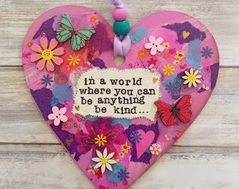 Large Inspirational Mixed Media Heart/Home Decor