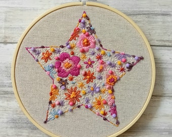 Embroidered Hoop Flower Star Art