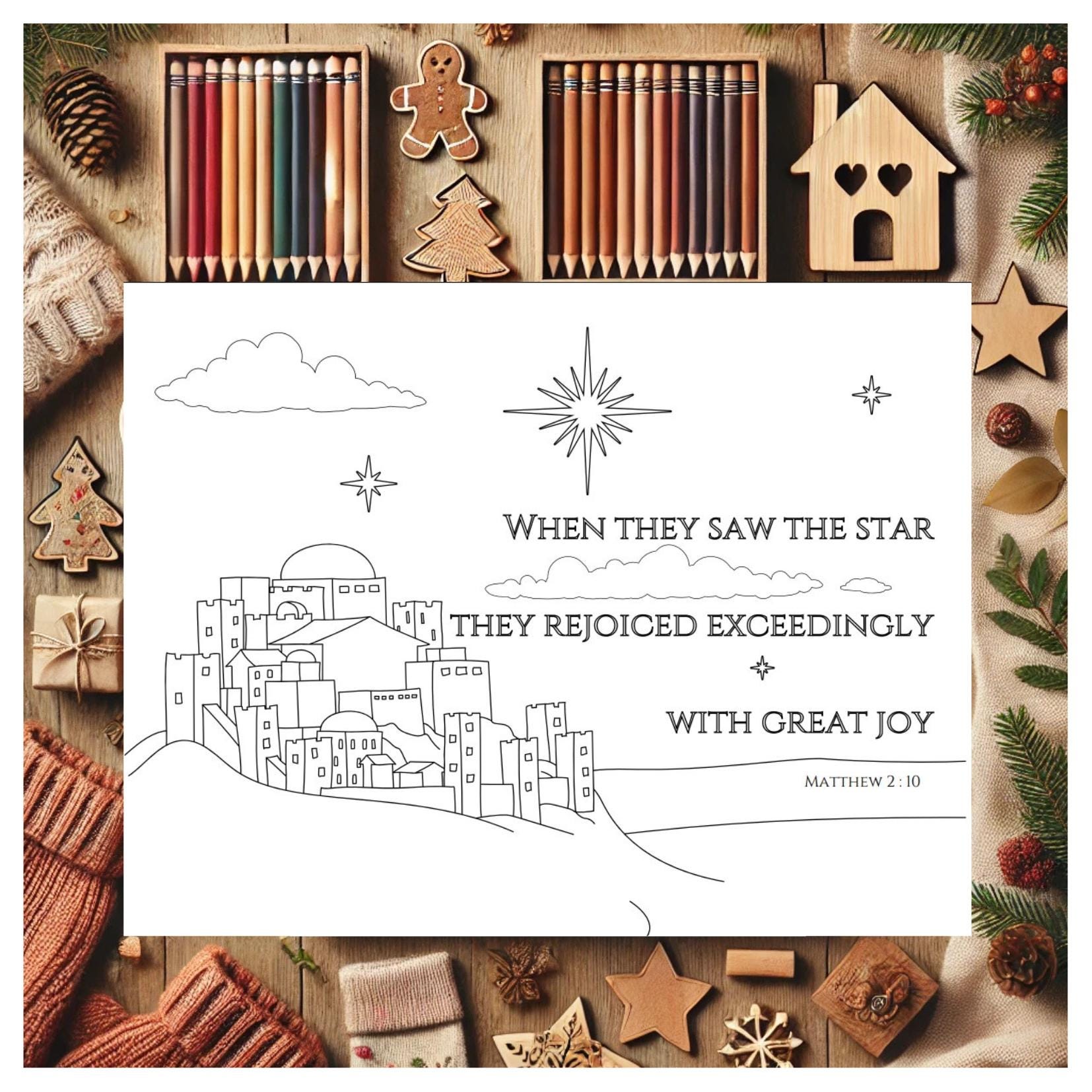 Christmas Printable Coloring Page With Bible Verse - Etsy
