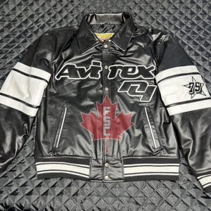 Blouson en cuir de vachette véritable Avirex pour homme noir Brooklyn USA Avirex Jacket, veste personnalisée, veste Avirex emblématique, cadeau pour lui
