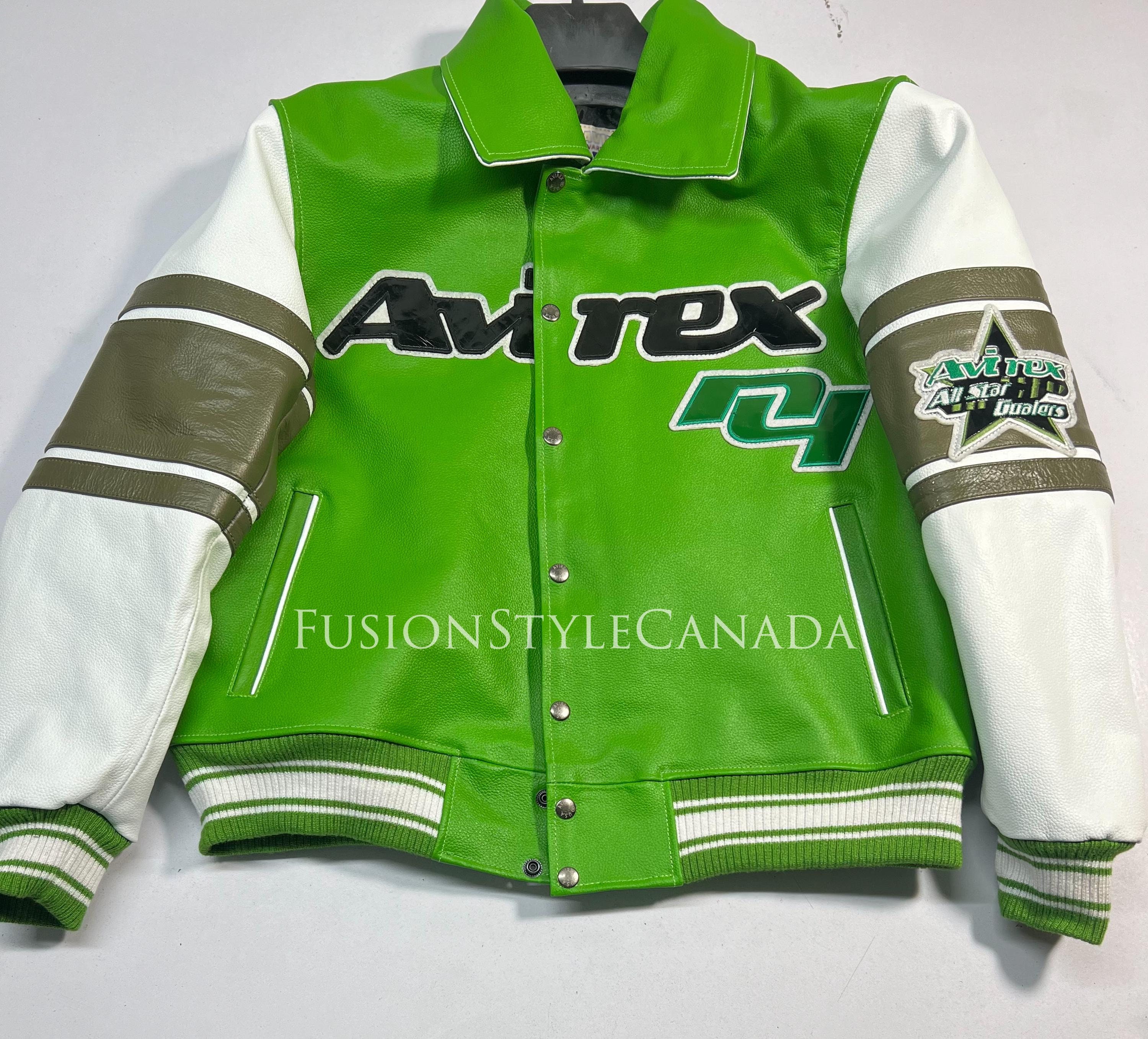 Handmade Avirex Real Cowhide Leather Jacket Green All Star Goalers Avirex Jacket, Personlized Jacket, Iconic Avirex Jacket, Gift for him