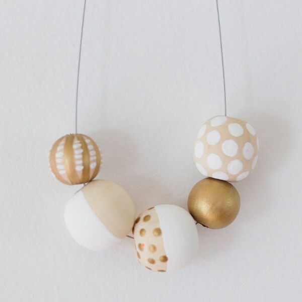 Marie | Hand Painted Wooden Bead Necklace