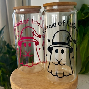 Ghost Glass Tumbler 20oz | who&#39;s afraid of little old me | Halloween Cup | Fall Cup | Taylor fall cup | Autumn Glass Cup | Swifie