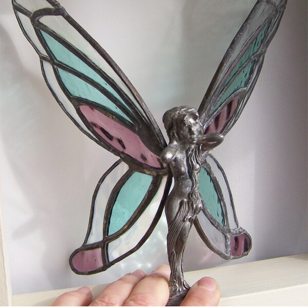 Fairy Statue with stained glass wings