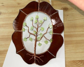 Wire TREE & Orange Glass